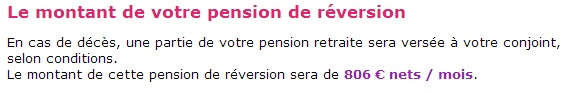 Spécimen Dossier Simul-retraite.fr : Montant de la pension de réversion